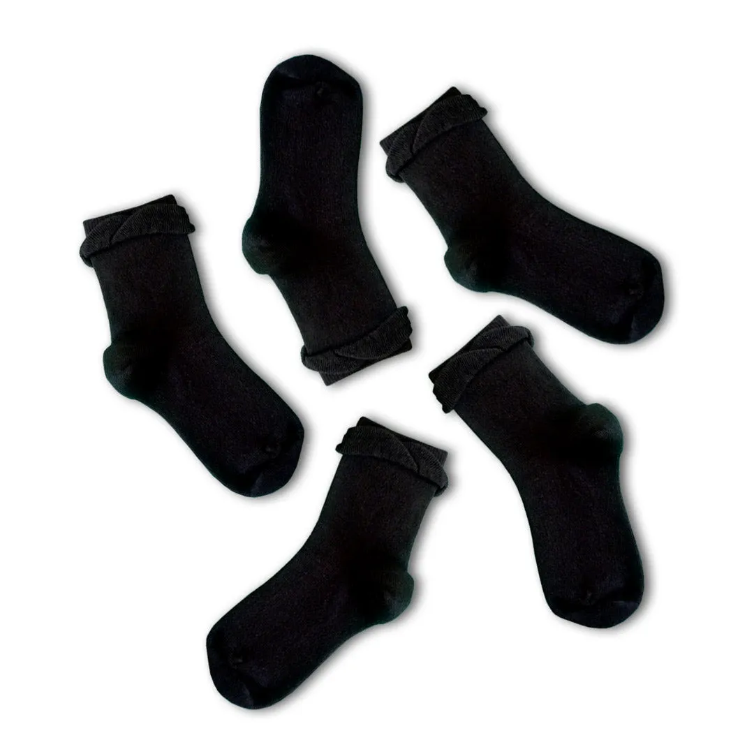 5pk Cotton Frilly Ankle Socks - Black