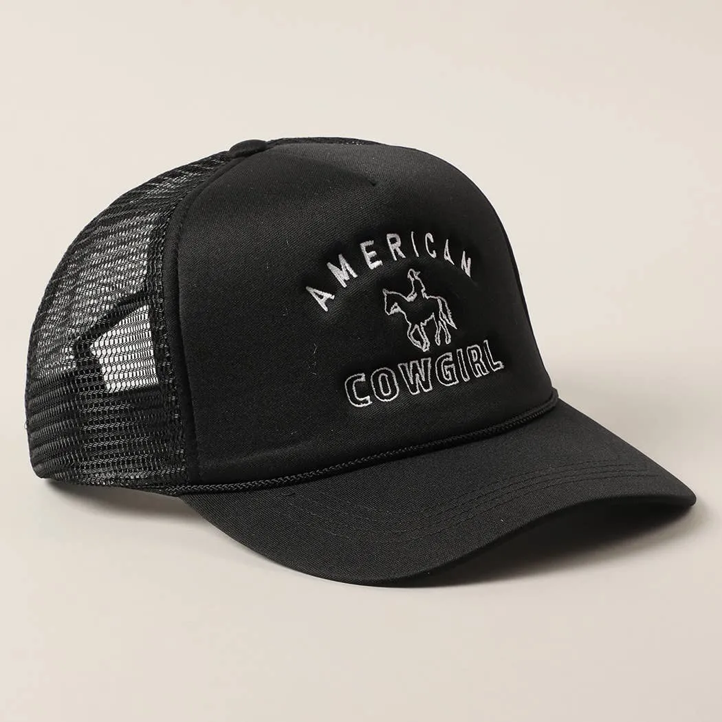 American Cowgirl Embroidery Foam Trucker Hat