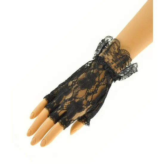 Black Fingerless Lace Gloves