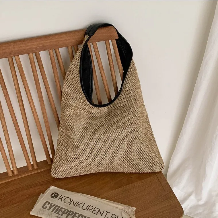 Casual rattan buckets bag for women bohemian wicker woven shoulder bags lady handbag large capacity totes summer beach big purse