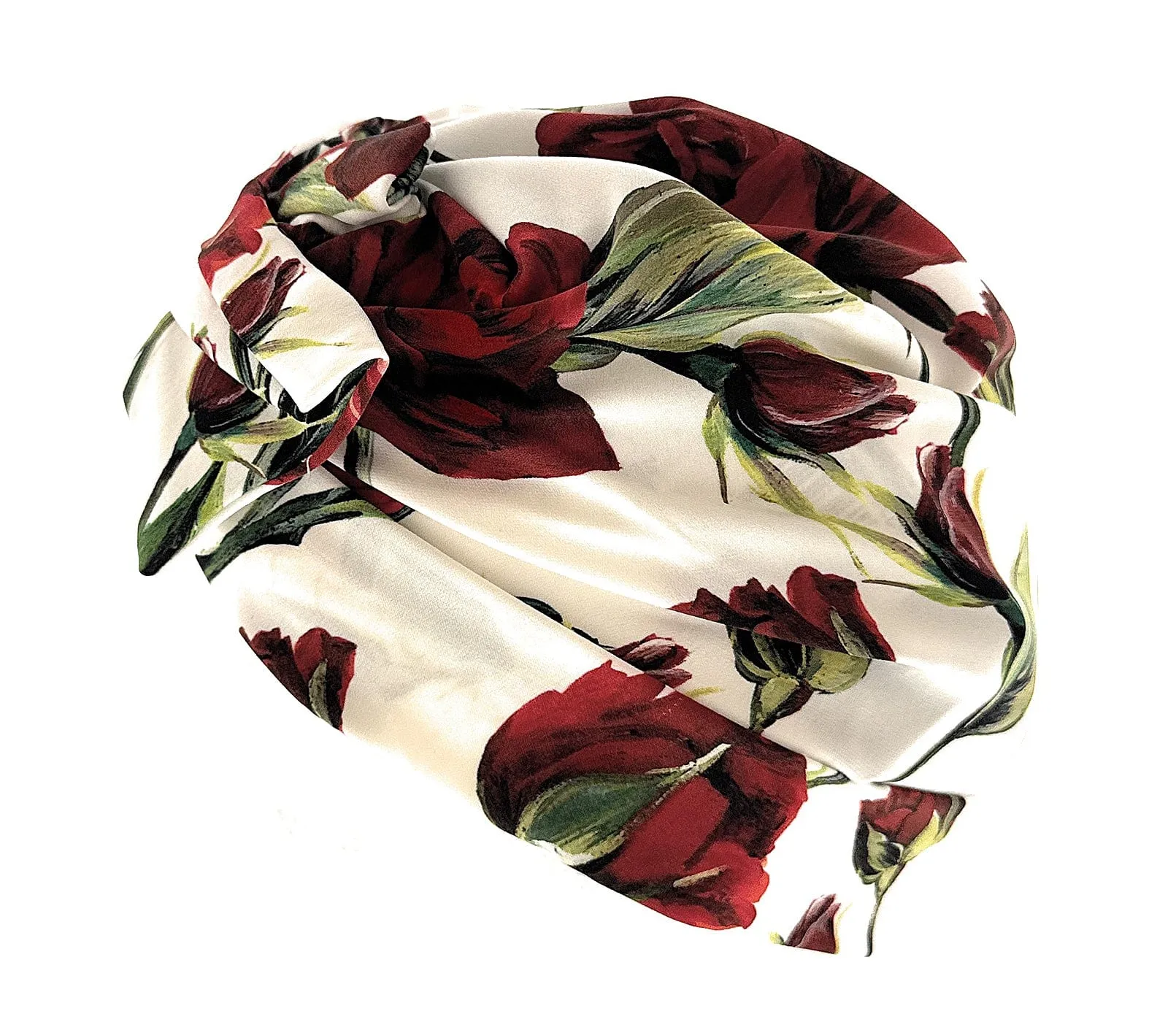 Dolce & Gabbana Women's Floral Head Wrap - Elegant Red Rose Patterned Turban Scarf-S