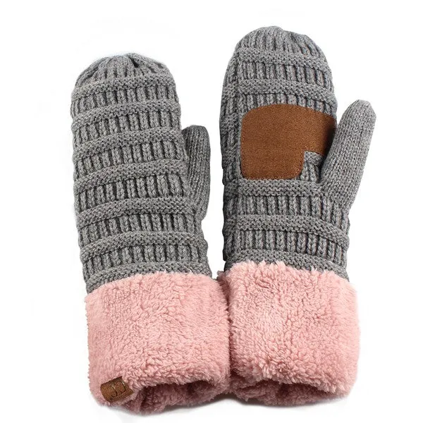 Fuzzy Lined CC Mittens in Several Colors