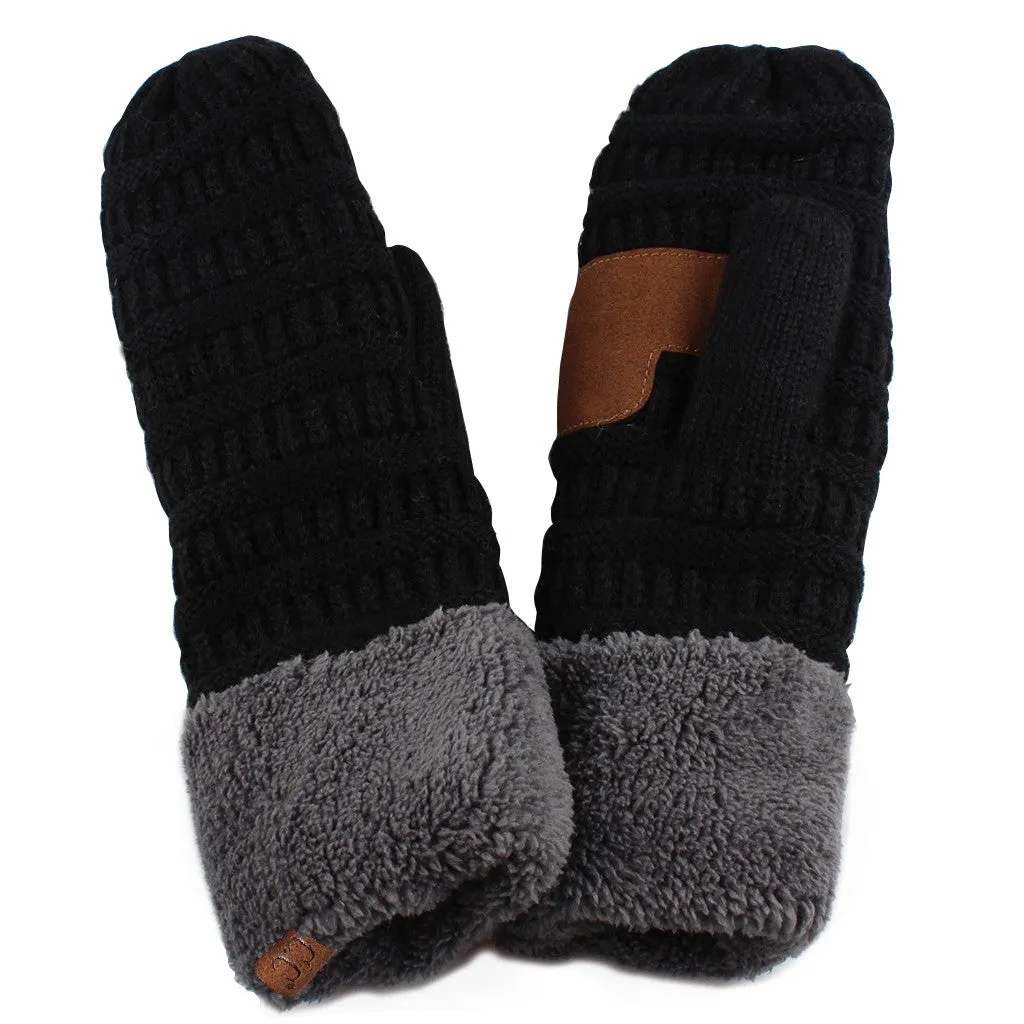 Fuzzy Lined CC Mittens in Several Colors