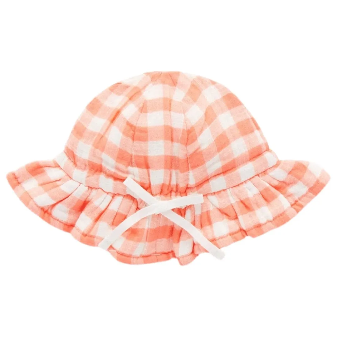 Gingham Sunhat - Papaya Gingham