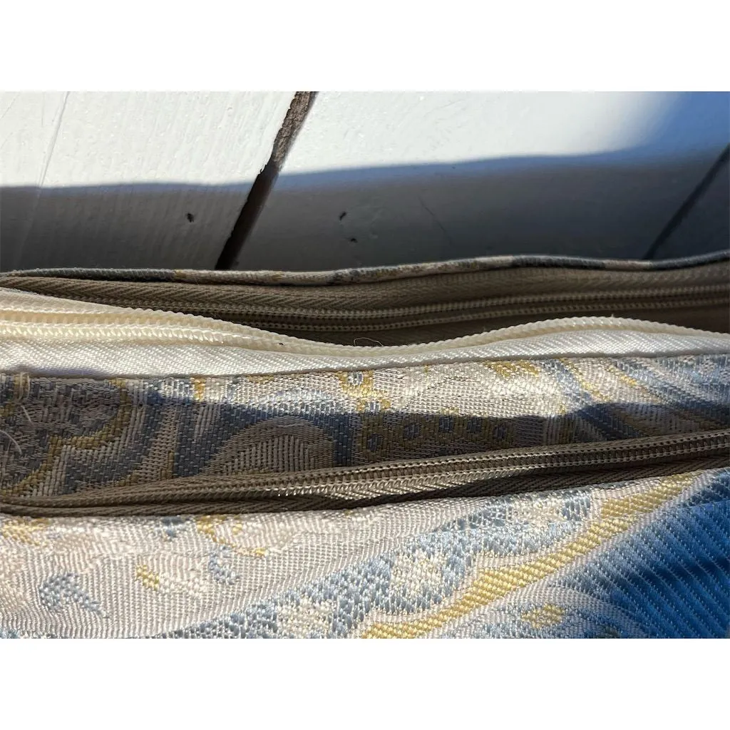 Lidia’s Bags Handmade Blue Beige Jacquard Upholstery Shoulder Bag