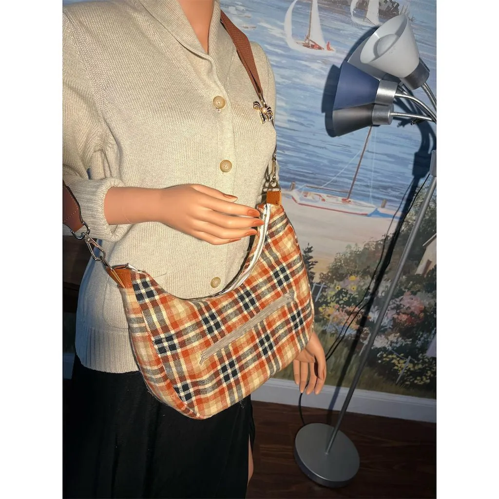 Lidia’s Bags Women's Plaid Shoulder hobo  Bag Multicolor Adjustable Strap