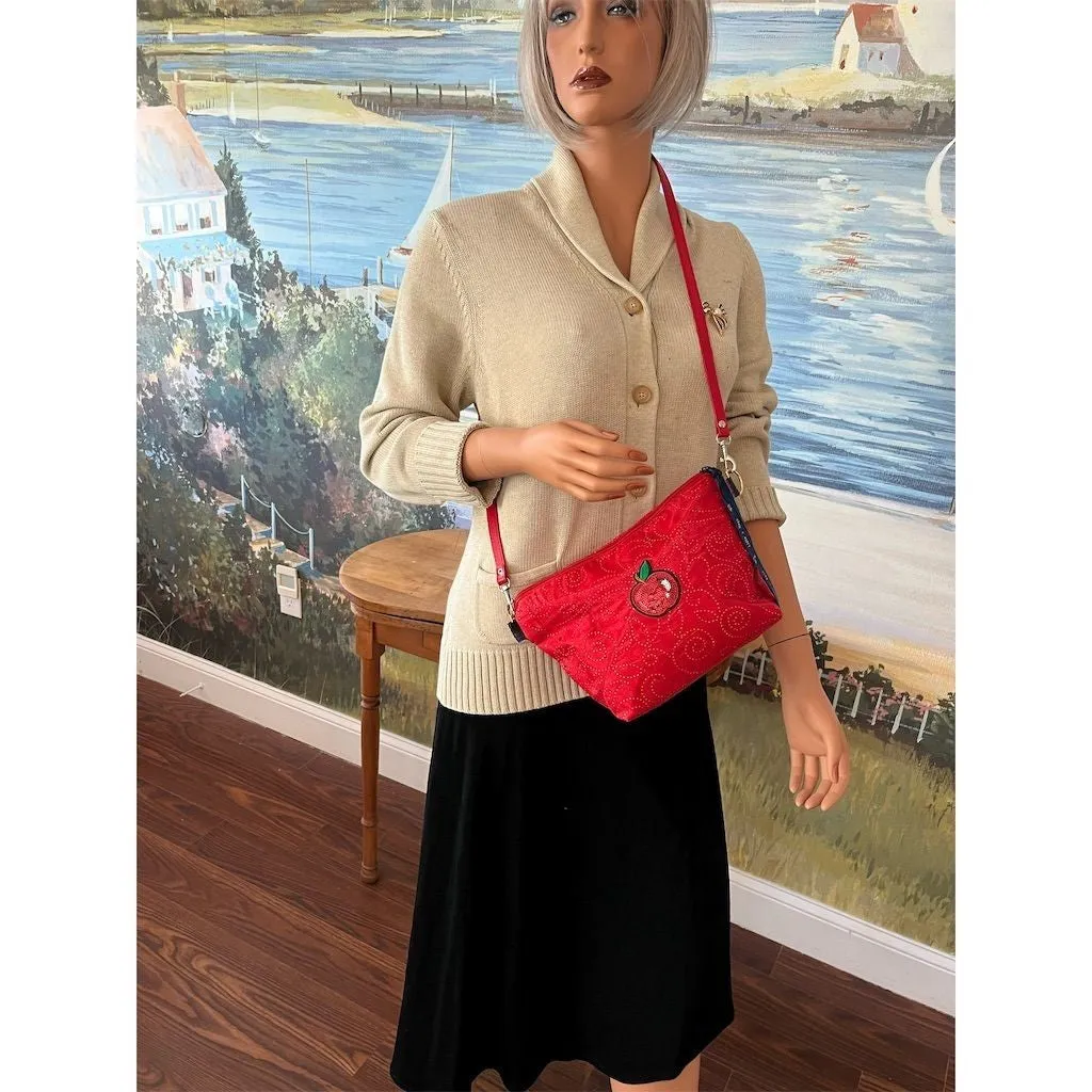 Lidias Bags Women's Red Organza Satin Shoulder Bag Sequin Patches