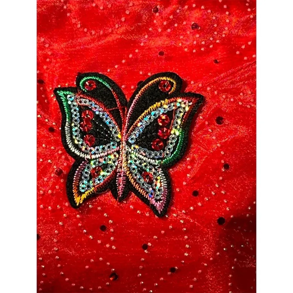 Lidias Bags Women's Red Organza Satin Shoulder Bag Sequin Patches
