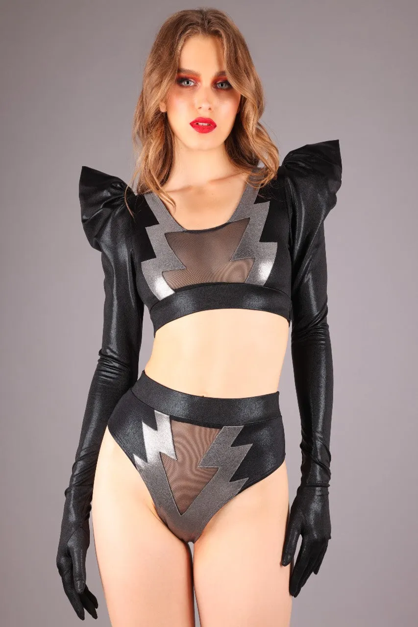 Lightning Bolt Glove Sleeve Crop Top