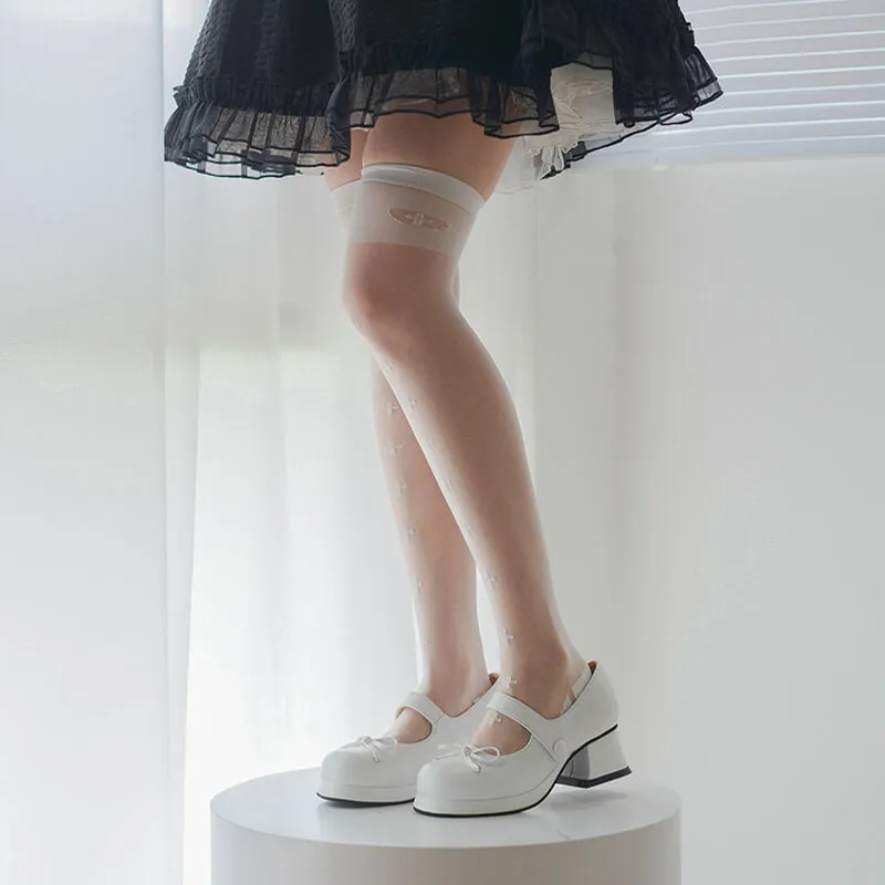 Little Nurse Cross Pattern Over Knee Socks