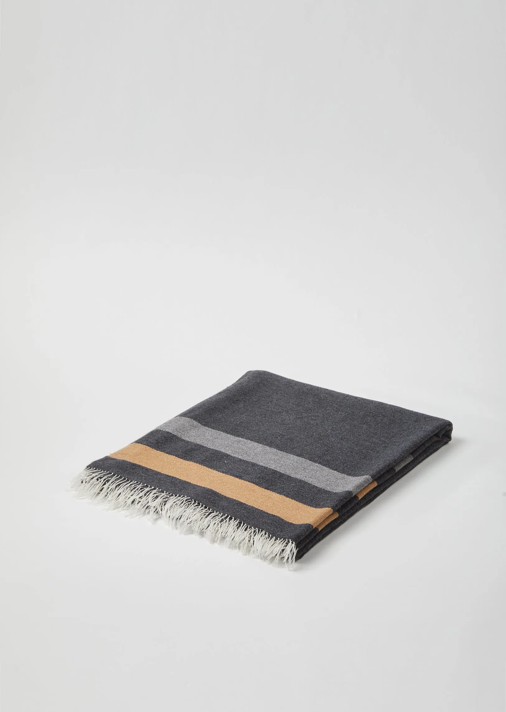 Mirror throw striped (CASHMERE) Charcoal