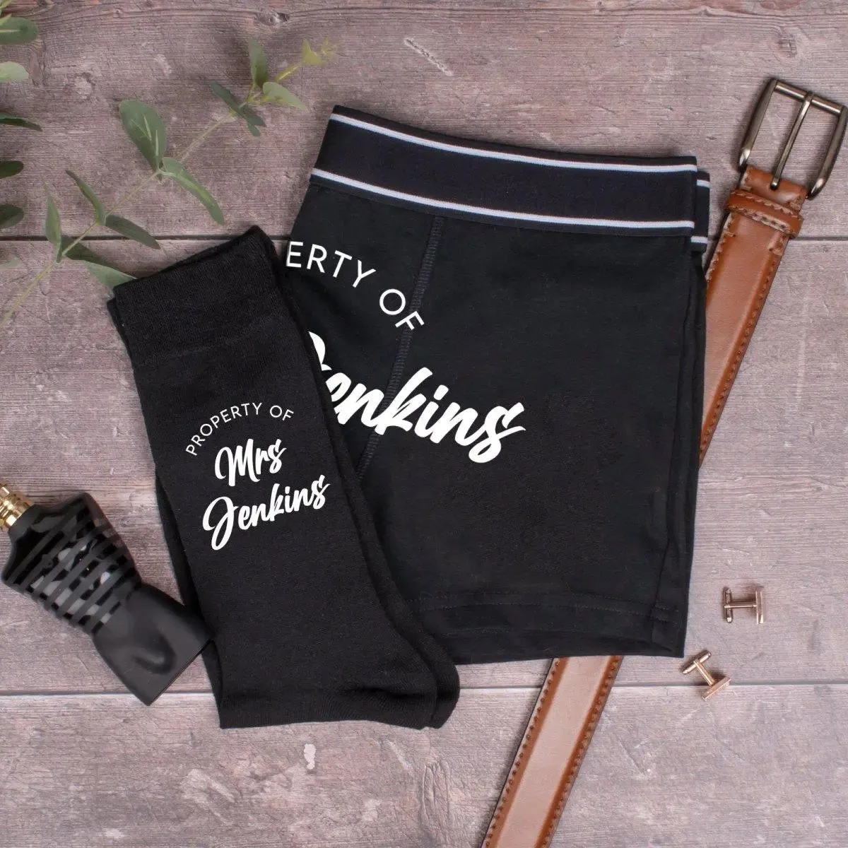 Personalised Groom Belong To Boxers, Groom Boxer and Socks Set, Groom Gift Set, Groom Boxers, Groom Attire, Groom Underwear, Groom Socks