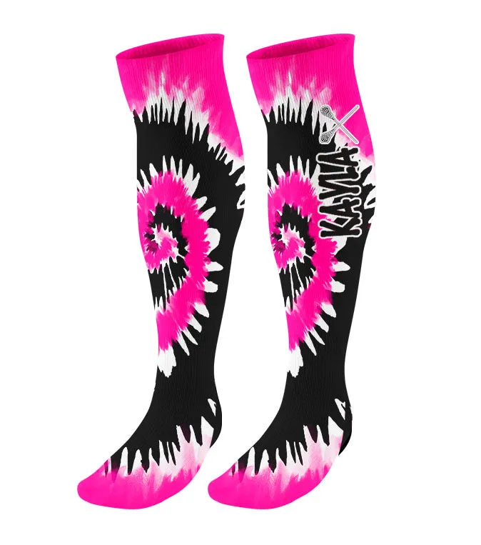 Personalized Lacrosse Knee High Socks - Tie Dye Background