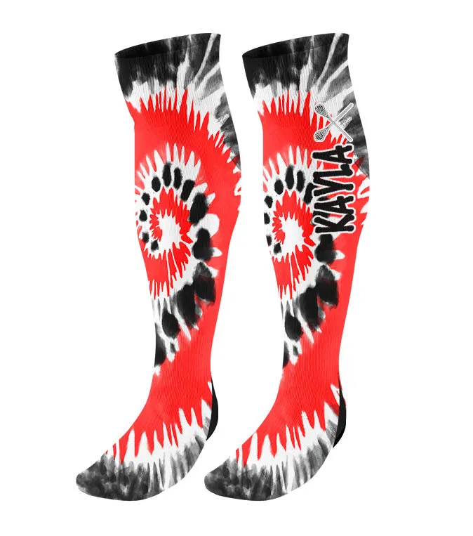 Personalized Lacrosse Knee High Socks - Tie Dye Background