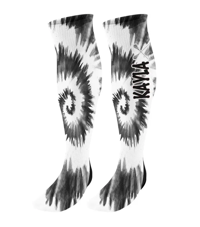 Personalized Lacrosse Knee High Socks - Tie Dye Background