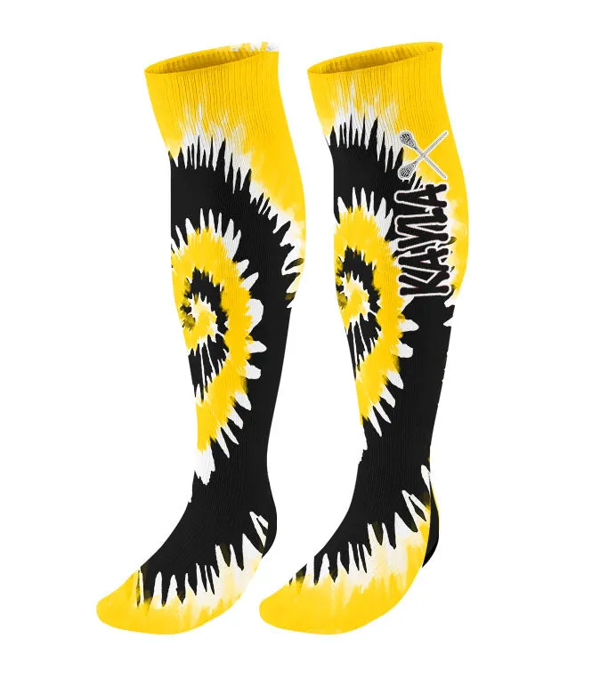 Personalized Lacrosse Knee High Socks - Tie Dye Background