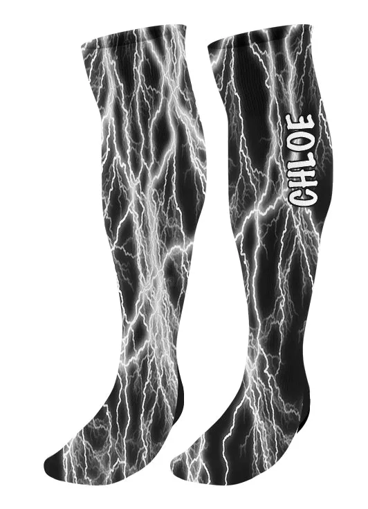 Personalized Lightning Knee High Socks - Choose Your Colors!