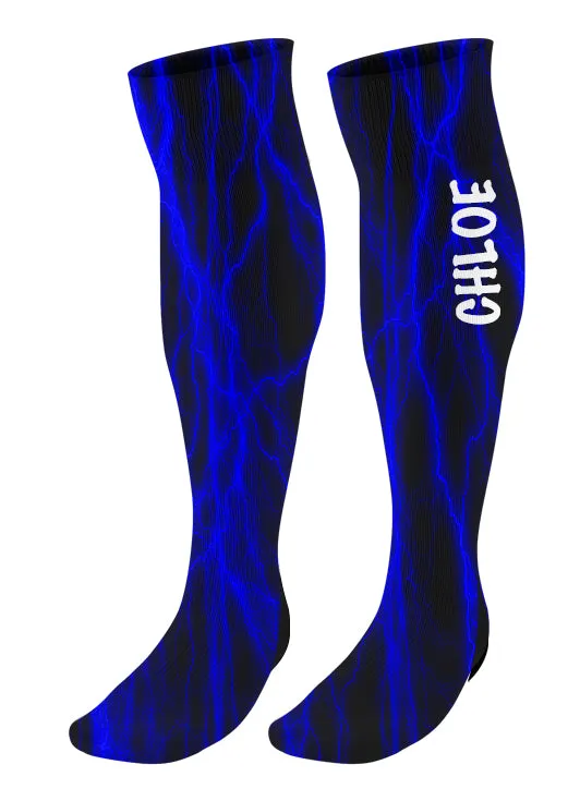 Personalized Lightning Knee High Socks - Choose Your Colors!