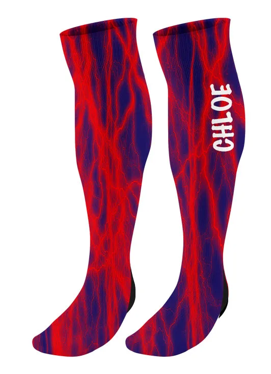 Personalized Lightning Knee High Socks - Choose Your Colors!