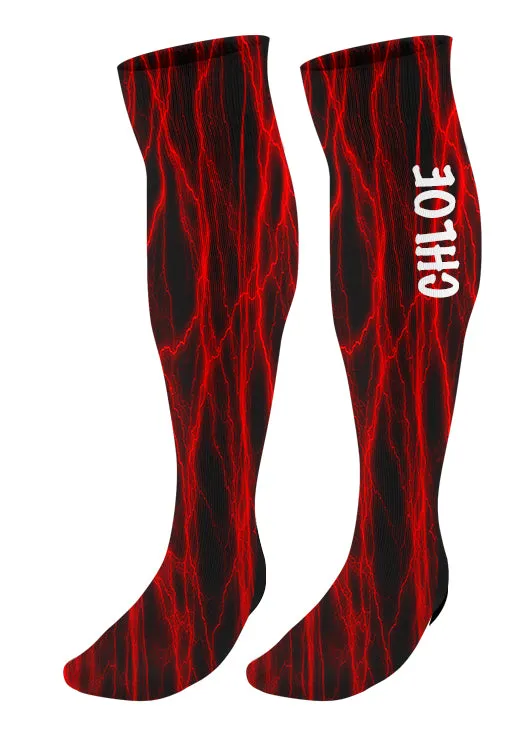 Personalized Lightning Knee High Socks - Choose Your Colors!