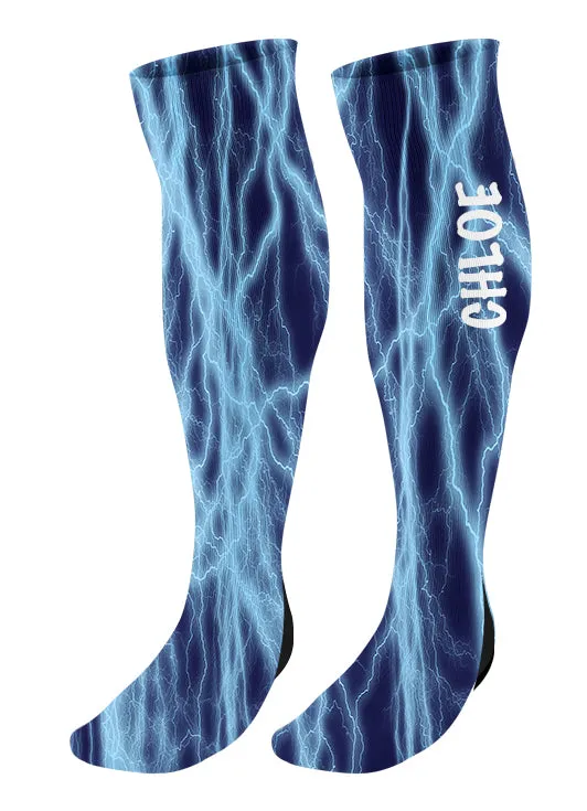 Personalized Lightning Knee High Socks - Choose Your Colors!