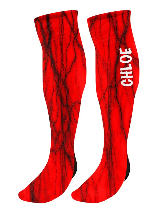 Personalized Lightning Knee High Socks - Choose Your Colors!