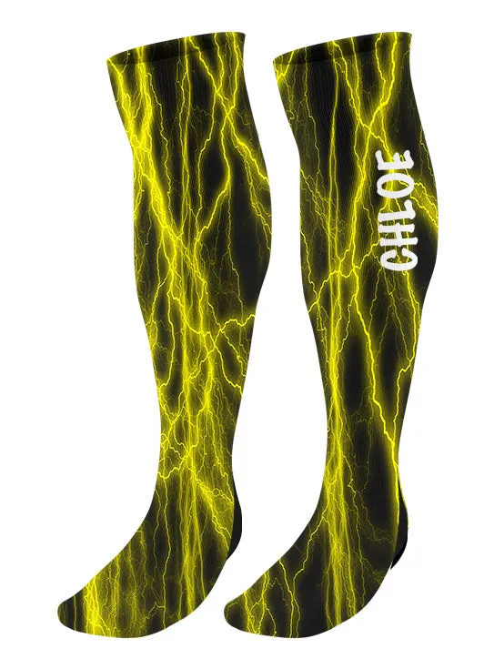 Personalized Lightning Knee High Socks - Choose Your Colors!