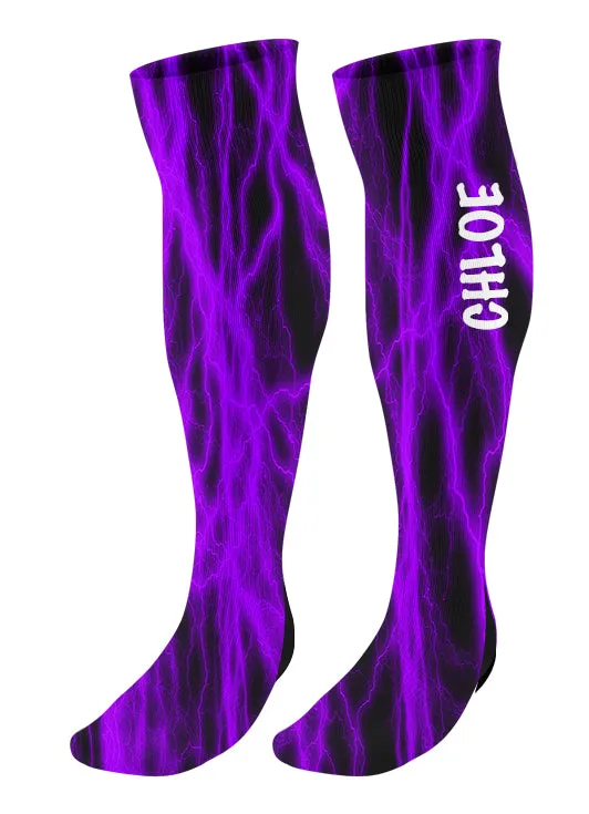 Personalized Lightning Knee High Socks - Choose Your Colors!