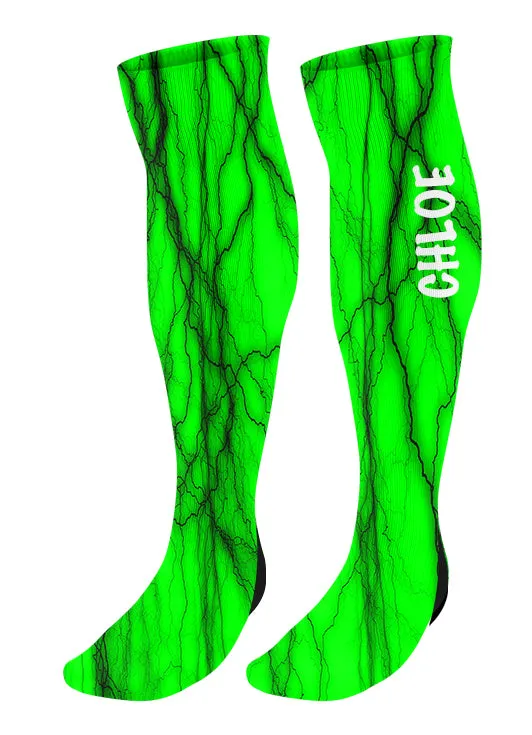 Personalized Lightning Knee High Socks - Choose Your Colors!