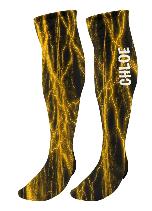 Personalized Lightning Knee High Socks - Choose Your Colors!