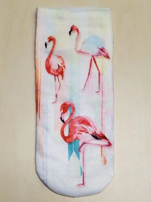 SF06 White Colorful Flamingo Socks