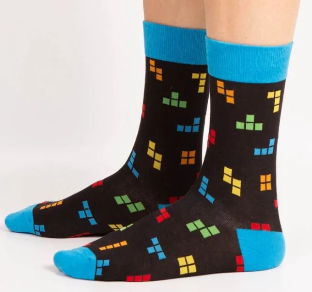 SF165 Black Colorful Tetris Socks