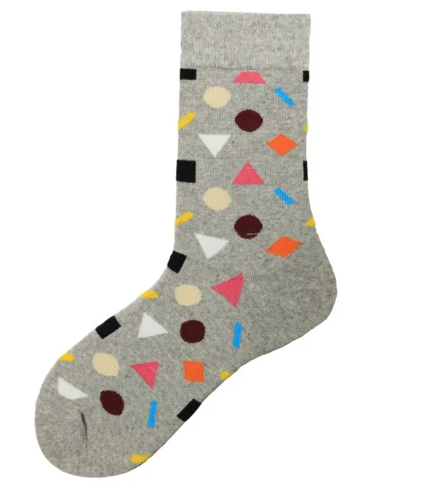 SF357 Gray Colorful Shapes Socks