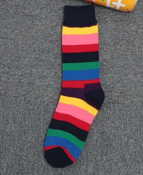 SF571 Navy Blue Colorful Stripes Socks