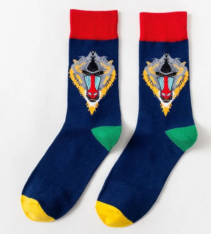 SF796 Blue Colorful Baboon Socks