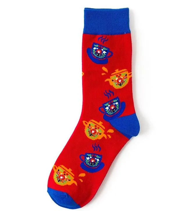 SF832 Red Colorful Cup of Tea Socks