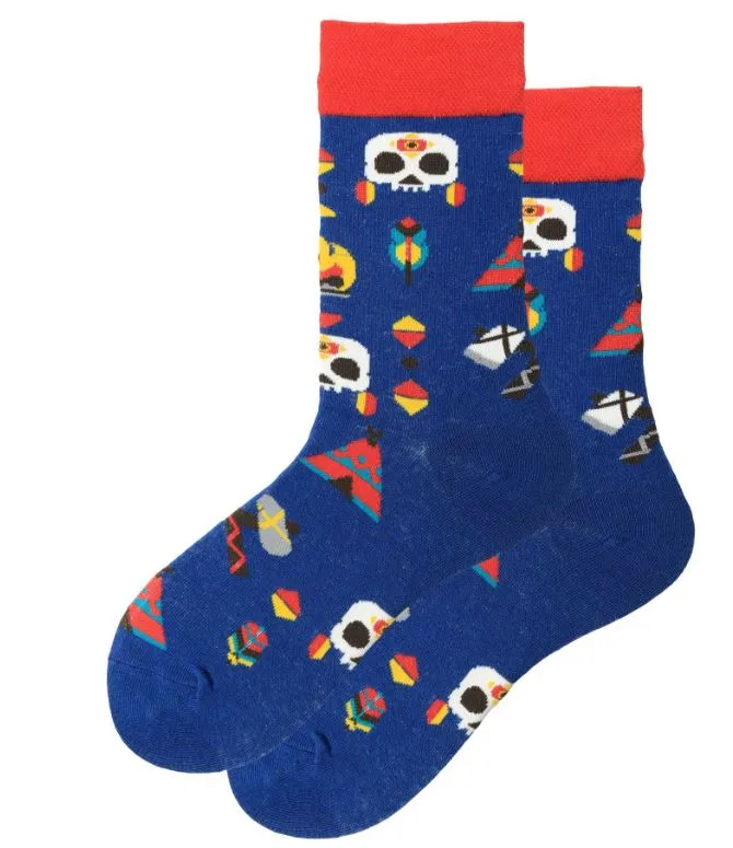 *SF844 Navy Blue Colorful Native Socks