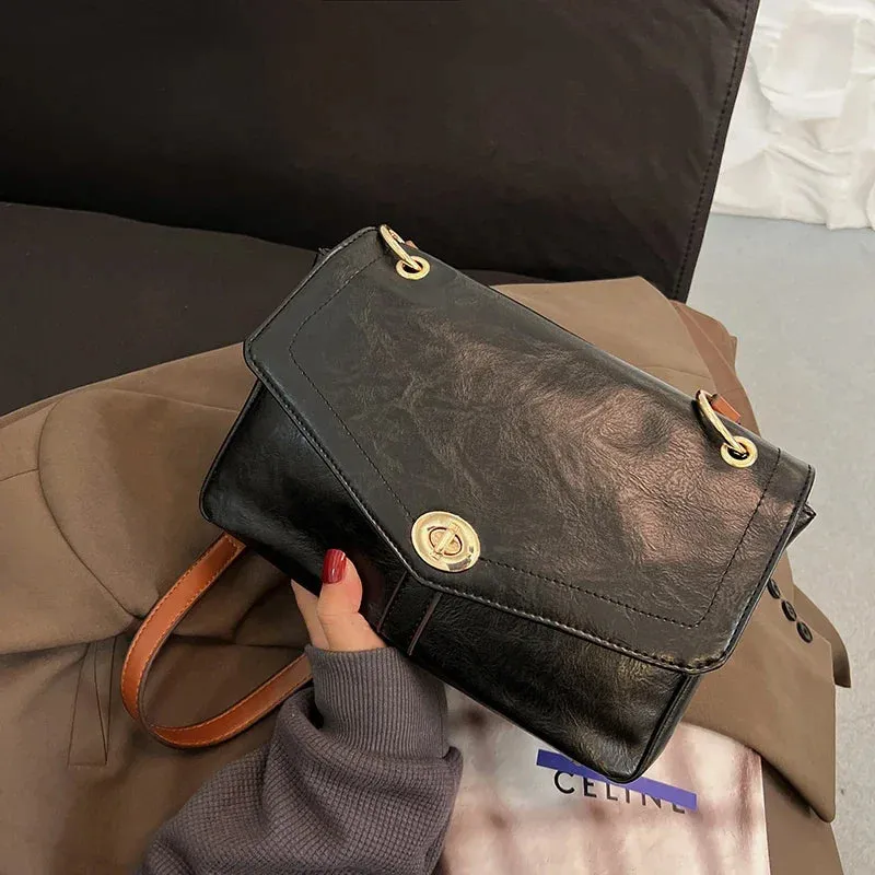 UAKISS  -  2024 New Women Fashion Casual Handbags All Match Trendy Solid Vintage Shoulder Bag Office Lady Simple Elegant Crossbody Bags Y2k