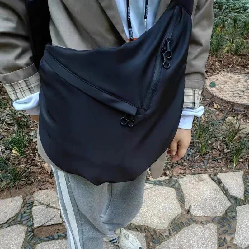 UAKISS  -  Fashion Wide Strap Solid Hobo Bag Men Women Streetwear High-capacity Shoulder Bags All Match Trendy Simple Handbags Crossbody