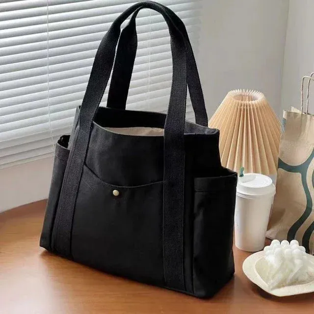 UAKISS  -  High-capacity Tote Bags All Match Streetwear Trendy Fashion Canvas Handbag Grunge Casual Simple Shoulder Underarm Bag Korean Y2k