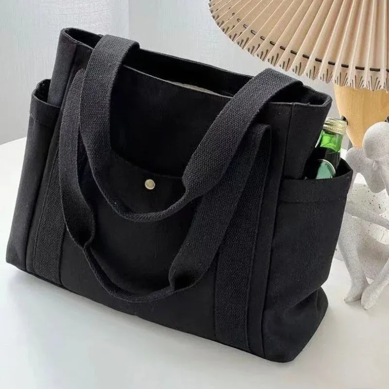 UAKISS  -  High-capacity Tote Bags All Match Streetwear Trendy Fashion Canvas Handbag Grunge Casual Simple Shoulder Underarm Bag Korean Y2k