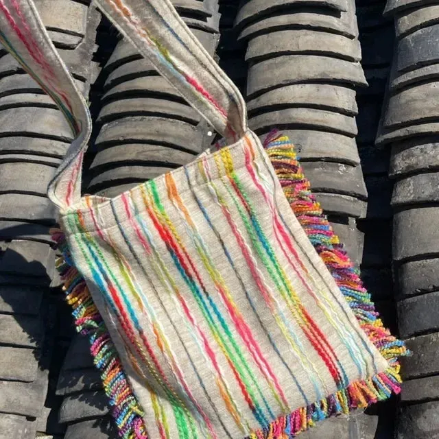 UAKISS  -  Sweet Y2k Aesthetic Rainbow Tassel Crossbody Bag Personality Vintage Grunge Handbags Casual Harajuku Women Shoulder Bags Trendy