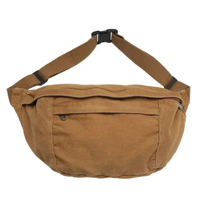 UAKISS  -  Vintage Canvas Y2k Chest Bags Japanese All Match Trendy Men Shoulder Bag High-capacity Grunge Students Crossbody  for Women