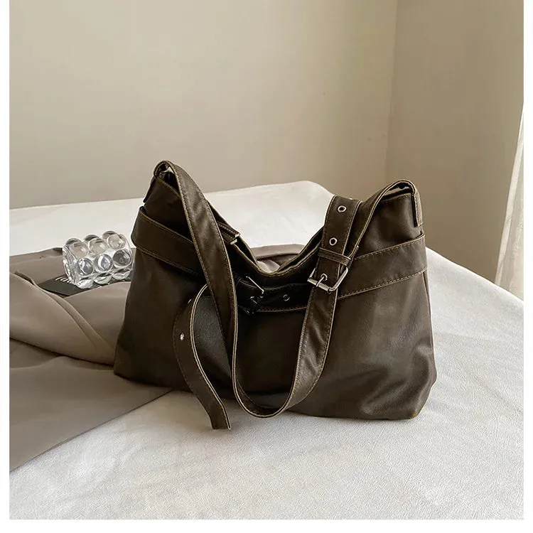 UAKISS  -   Vintage Moto Armpit bag for women Shoulder bag luxury designer female messenger bags PU Leather Big Totes Large handbag