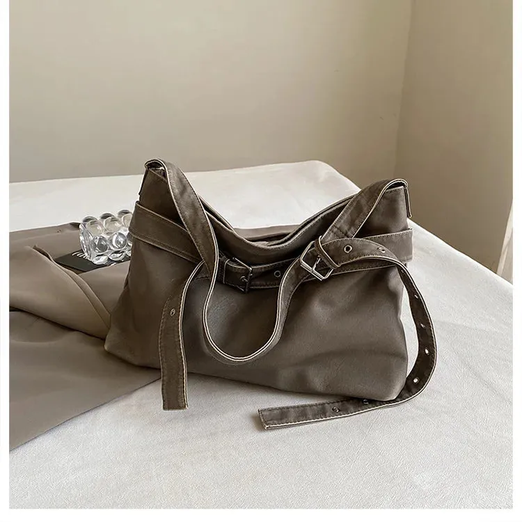 UAKISS  -   Vintage Moto Armpit bag for women Shoulder bag luxury designer female messenger bags PU Leather Big Totes Large handbag