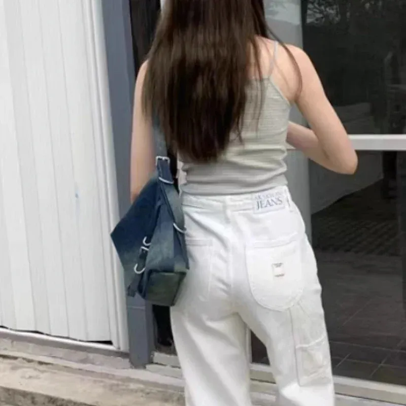 UAKISS  -  Vintage Streetwear Y2k Aesthetic Denim Tote Bag 2024 High-capacity Women Shopping Handbags Trendy All Match Casual Shoulder Bags