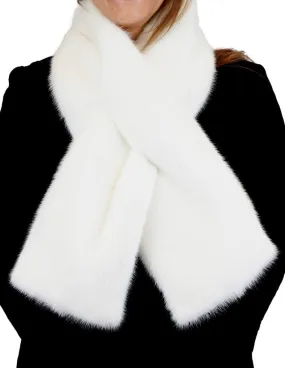 WHITE MINK FUR CROSSOVER SCARF, BOA